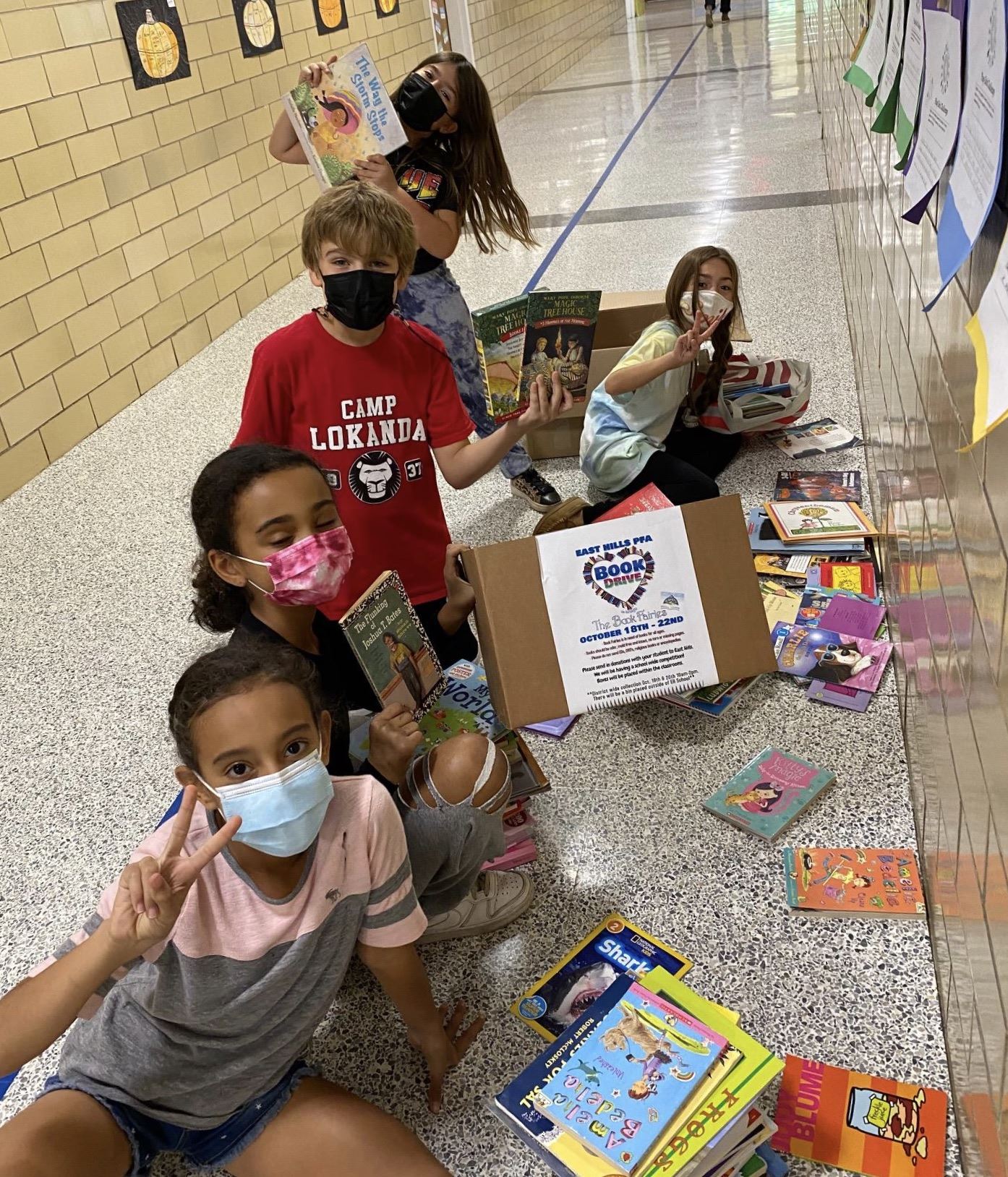 Book Drive Students in Hallway