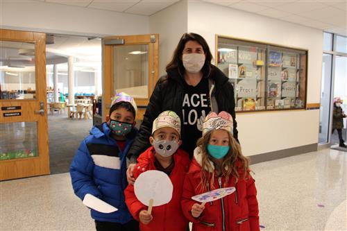 Mary Wood with students