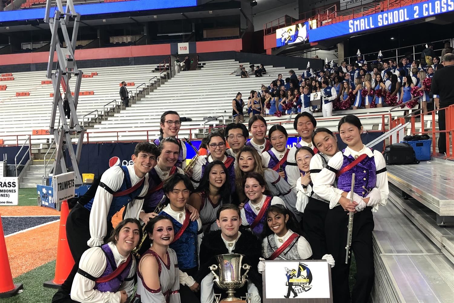  students with trophy