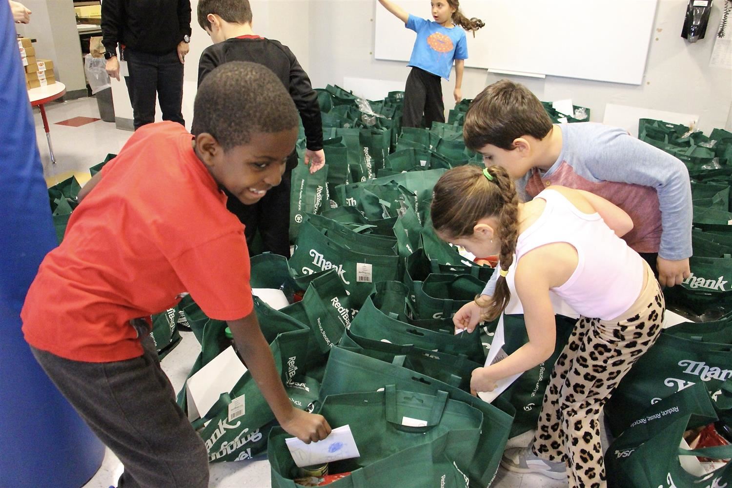 stuffing bags with cards
