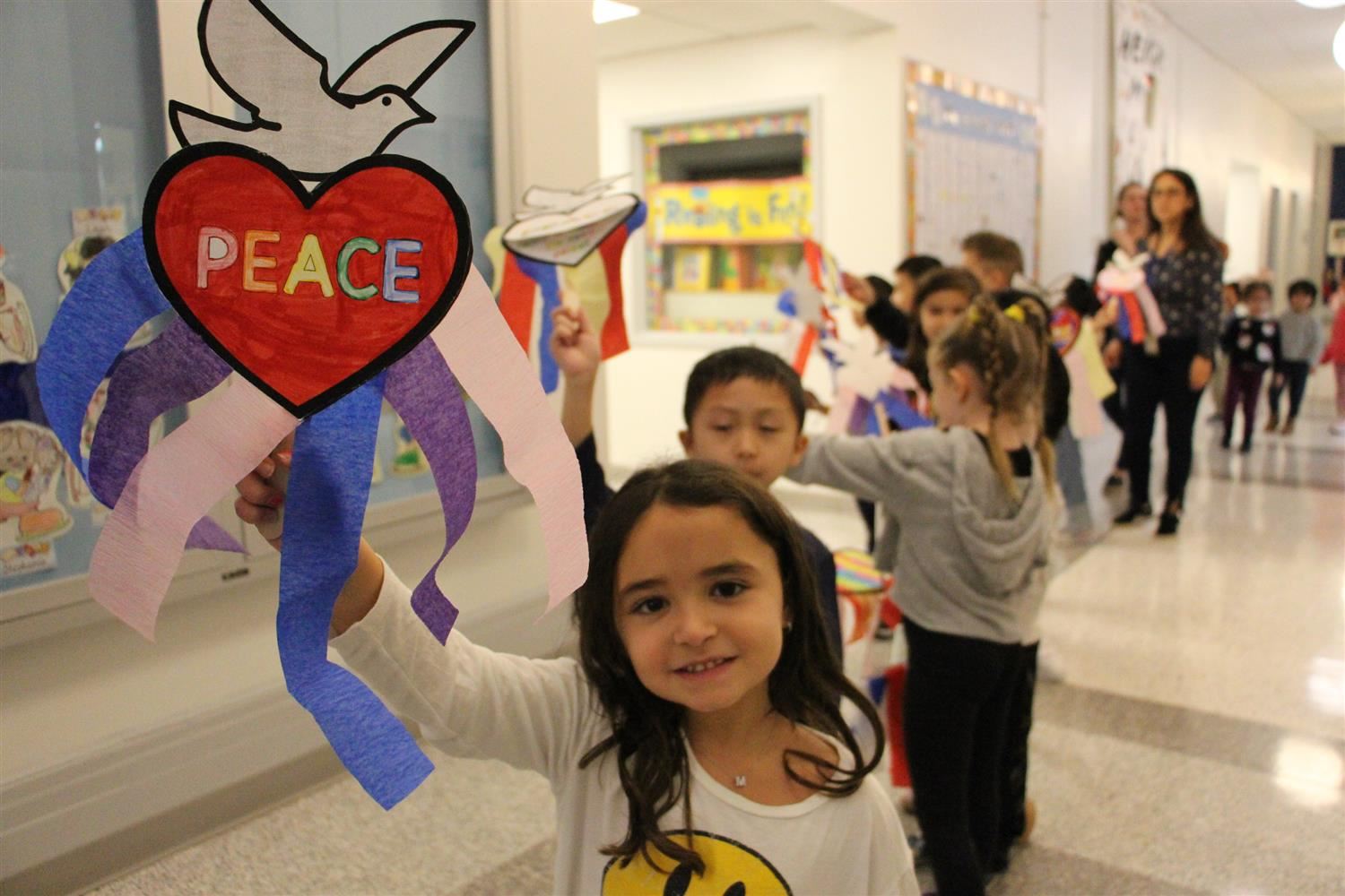 girl with peace sign